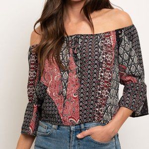 NWT event Off Shoulder Multi Print Top